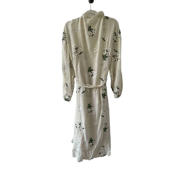 Anthropologie Embroidered Floral Ruffle-Hem Duster Womens Neutral One Size - Picture 8 of 11